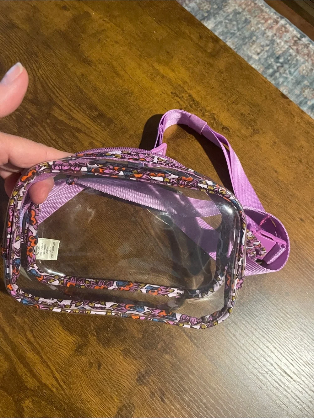 Vera Bradley Purple Floral Trim Clear Crossbody Bag